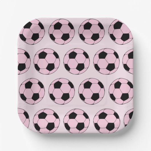 Roze Voetballen Football Papieren Bordje (Voorkant)