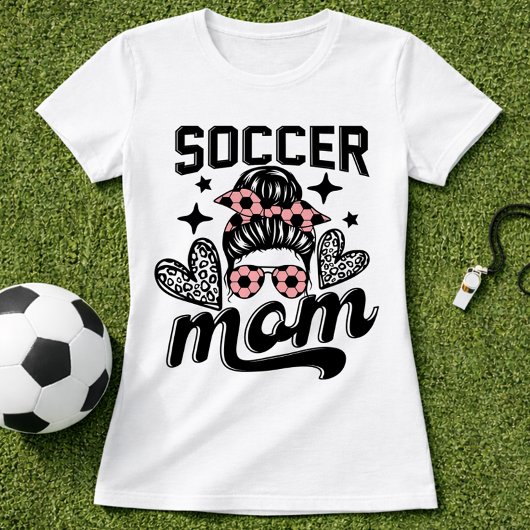 Roze Voetbalmoeder Coquette Strik T-shirt