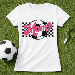 Roze Voetbalmoeder Retro Grafisch Ontwerp T-shirt
