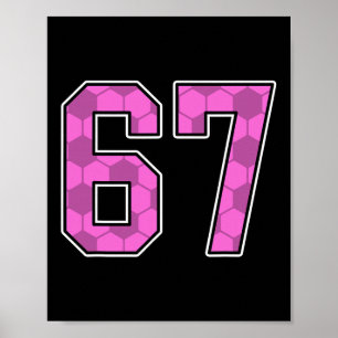 Roze Voetbalpatroon Nummer 67 Shirt Speler Uniform Poster