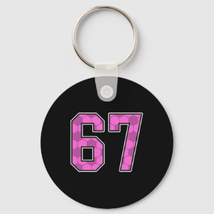 Roze Voetbalpatroon Nummer 67 Shirt Speler Uniform Sleutelhanger