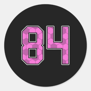Roze Voetbalpatroon Nummer 84 Shirt Speler Tenue Ronde Sticker