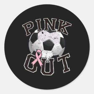 Roze Voetbalteam Maand van de Teelt van Borstkanke Ronde Sticker