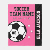 Roze Voetbalteamnaam en -Speler Fleece Deken (Voorkant)