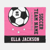 Roze Voetbalteamnaam en -Speler Fleece Deken (Voorkant (Horizontaal))