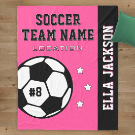 Roze Voetbalteamnaam en -Speler Fleece Deken