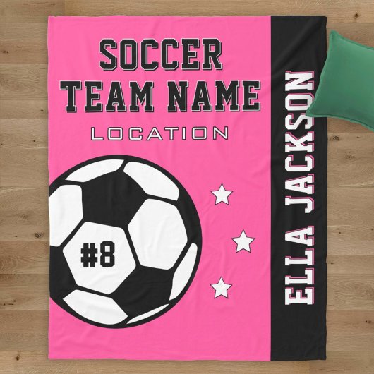 Roze Voetbalteamnaam en -Speler Fleece Deken