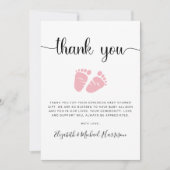 Roze Voeten Baby Meisje Douche Dank je Kaart (Voorkant)