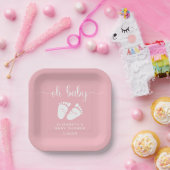 Roze Voeten Baby Meisje Douche Papieren Bordje (Feest)