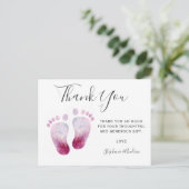 Roze voetjes Baby shower Dank u Briefkaart (Staand voorkant)
