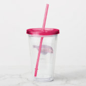  roze vogel acryl drinkbeker (Achterkant)