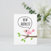 Roze vogel adreswijziging verhuizen aankondigingskaart (Staand voorkant)