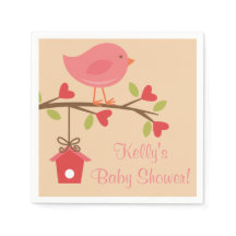 Roze Vogel Baby shower servetten