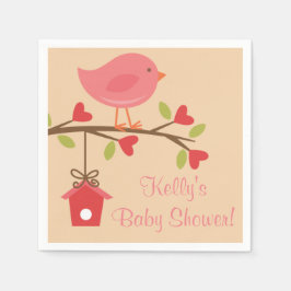 Roze Vogel Baby shower servetten