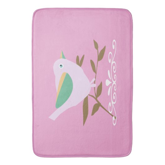 roze vogel badmat (Voorkant Verticaal)