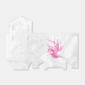 Roze vogel en Henna Swirl Favor Box Bedankdoosjes (Uitgevouwen)