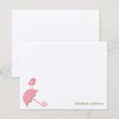 Roze vogel en paraplu Dank je kaarten (Voorkant / Achterkant)