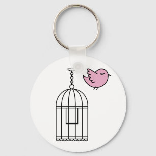Roze vogel en vogel sleutelhanger