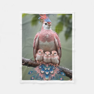 Roze Vogel Familie Sherpa Dekbed Fleece Deken