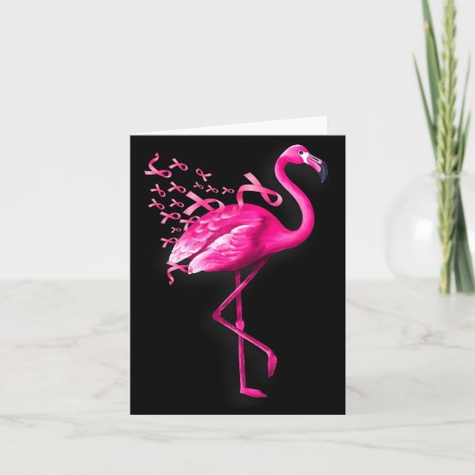 Roze vogel flamingo borstkanker bewustzijn  kaart (Voorkant)