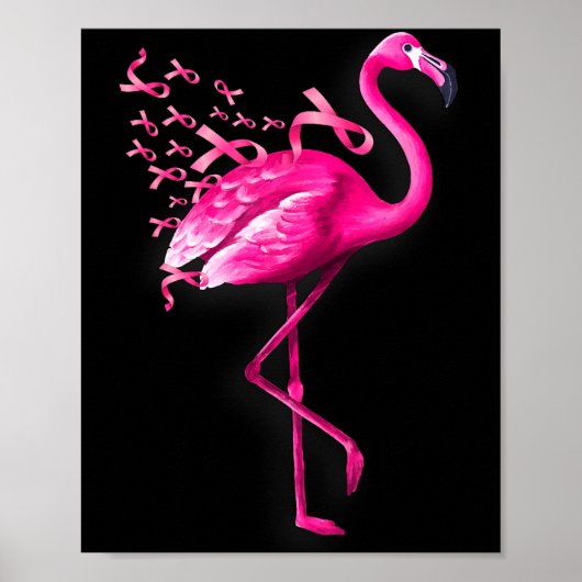 Roze vogel flamingo borstkanker bewustzijn poster (Voorkant)