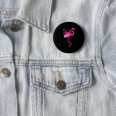 Roze vogel flamingo borstkanker bewustzijn ronde button 5,7 cm (In situ)