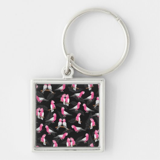 Roze vogel galah kaketoe patroon sleutelhanger (Voorkant)