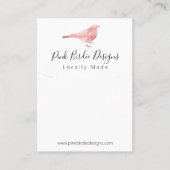 Roze Vogel Handgemaakte Sieraden Ketting Hanger Visitekaartje (Voorkant)