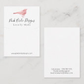 Roze Vogel Handgemaakte Sieraden Ketting Hanger Visitekaartje (Voorkant / Achterkant)