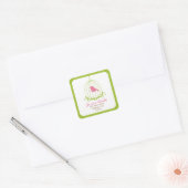 Roze Vogel in kooi Vierkante Sticker (Envelop)