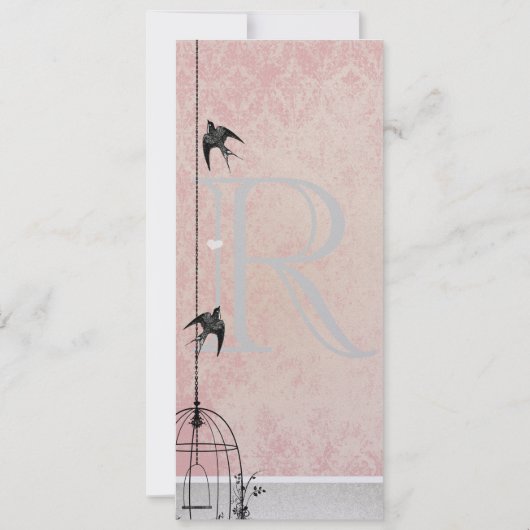  roze vogel kooi Bewaar de datum Kaart (Achterkant)