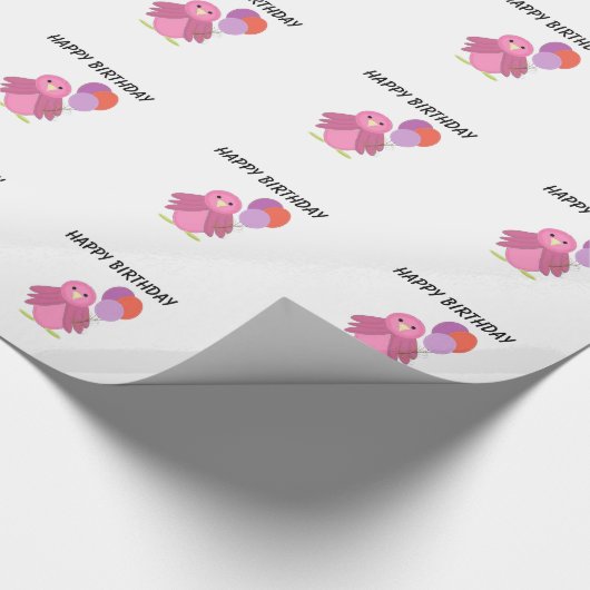 Roze vogel met ballonnen cadeaupapier (Hoek)