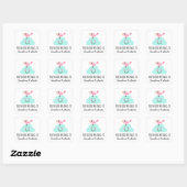 Roze vogel op gelukkige wolk schattige bookplate vierkante sticker (Vel)