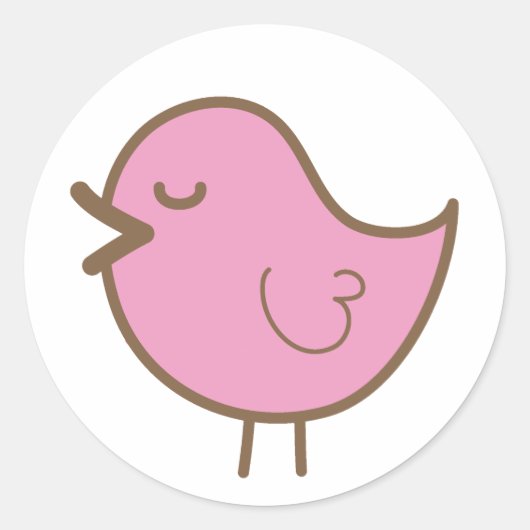 roze vogel ronde sticker (Voorkant)