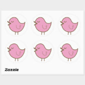 roze vogel ronde sticker (Vel)