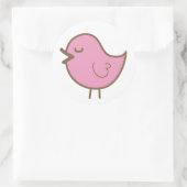 roze vogel ronde sticker (Tas)