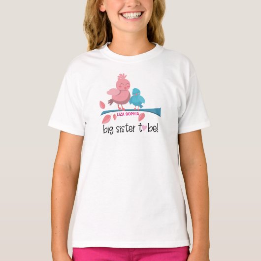 roze vogelgriep - aankondiging grote zus t-shirt (Voorkant)