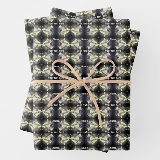 Roze Vogelhandschoen Bloem Zwart en Wit Gepersonal Inpakpapier Vel (In situ)