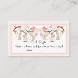 Roze Vogelkooi Boek Raffle Tickets Informatiekaartje