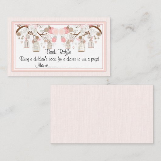Roze Vogelkooi Boek Raffle Tickets Informatiekaartje (Voorkant / Achterkant)