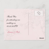 Roze vogelkooi, liefdesvogels Dank je wel Briefkaart (Achterkant)