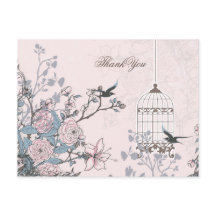 Roze vogelkooi, liefdesvogels Dank je wel