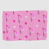 roze vogelmeisje golfhanddoek (Horizontaal)