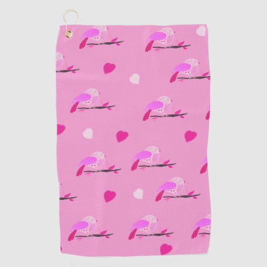 roze vogelmeisje golfhanddoek (Voorkant)