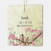 Roze  vogelmeisje van Honor Wedding Favor Keramisch Ornament (Links)