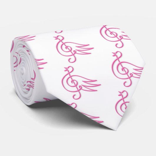 Roze vogelmuziek stropdas (Opgerold)