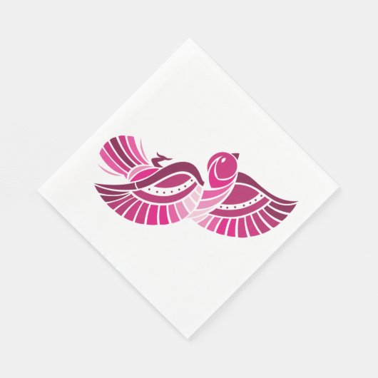 roze vogelpapier servetten (Hoek)