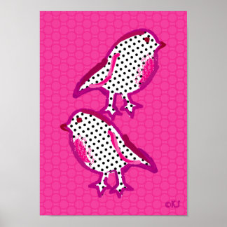 " roze vogels " digitaal schilderposter poster