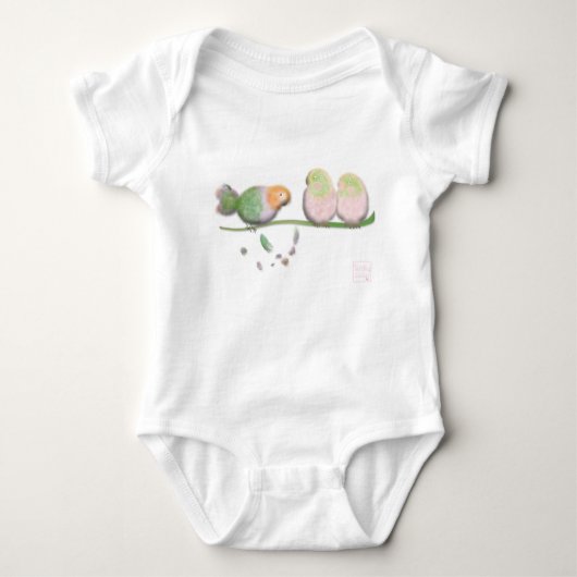 Roze vogels door BabyLaia Romper (Voorkant)