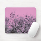 Roze vogels en bomen Mousepad Muismat (Met muis)